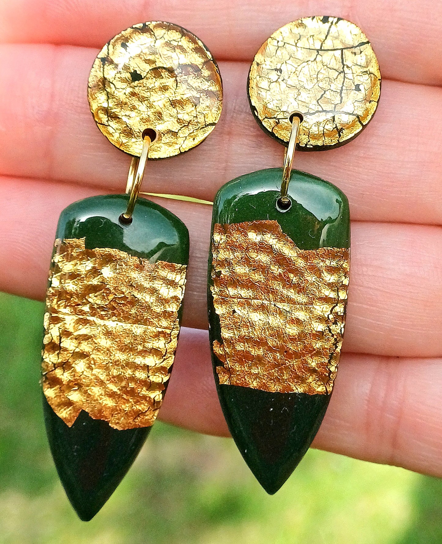 Boucles d'oreilles Éléanore Kaki/vert/Or