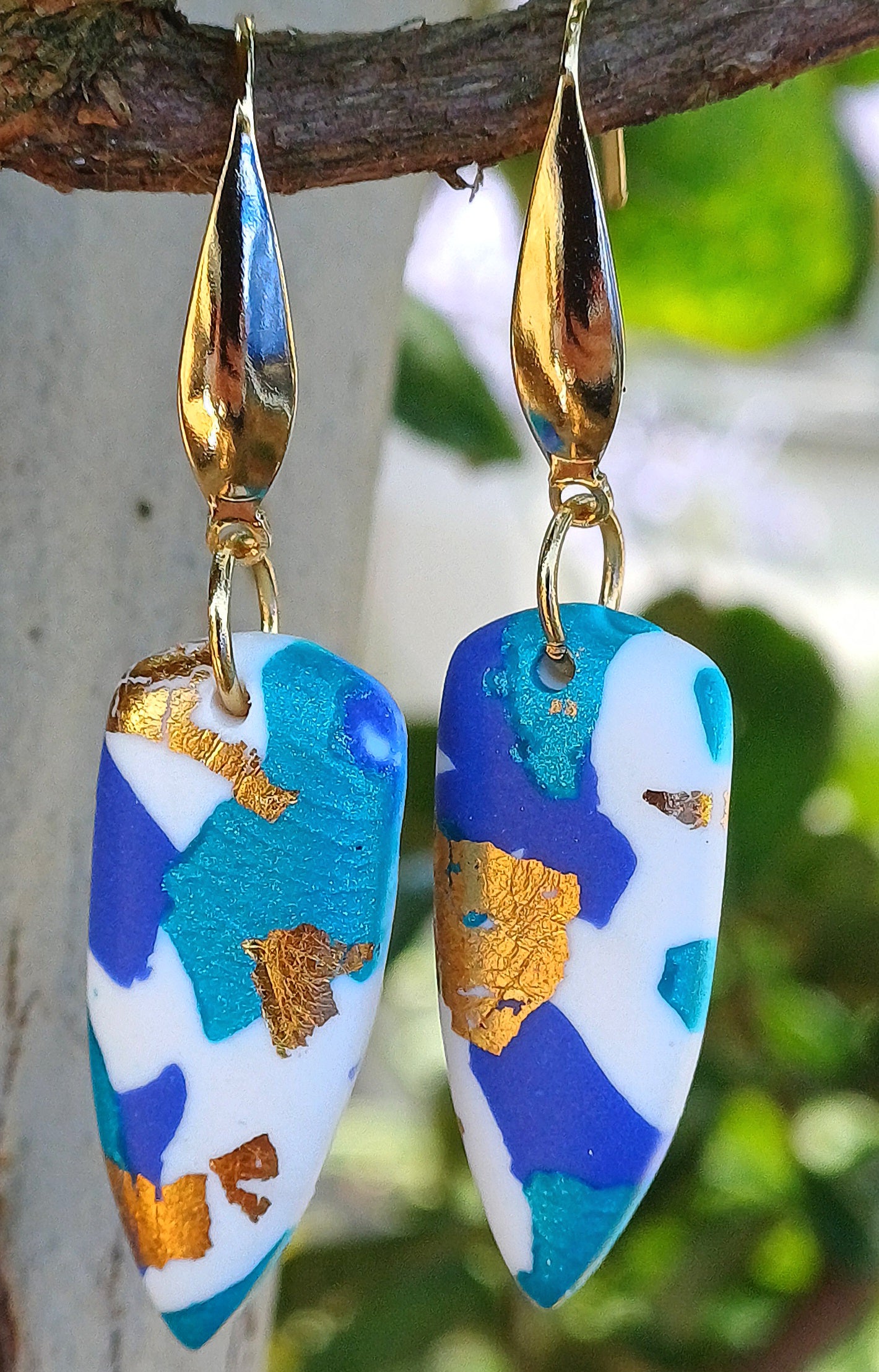 Boucles d'oreilles Éléanore Marbré bleu